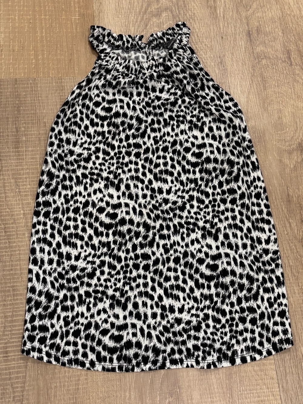 Adrianna Papell Black and White Leopard Halter Tank Top